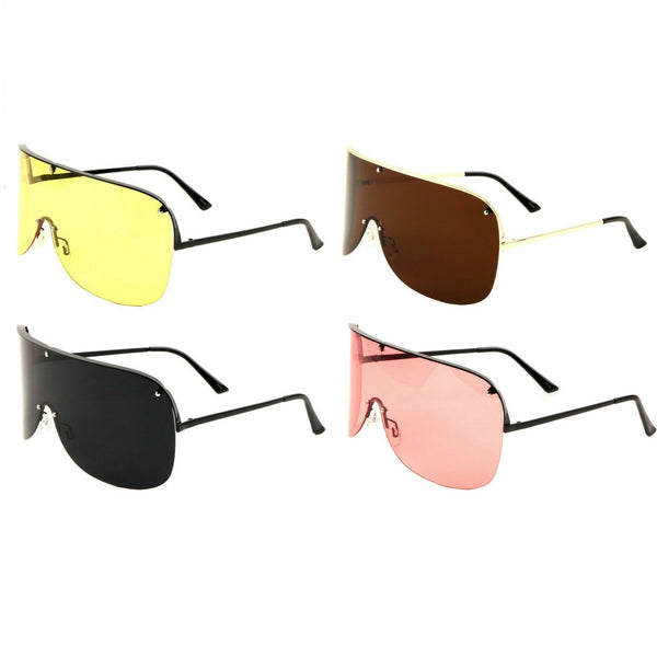 Siberia XL Oversized Semi Rimless Wrap Around Mono Shield Sunglasses