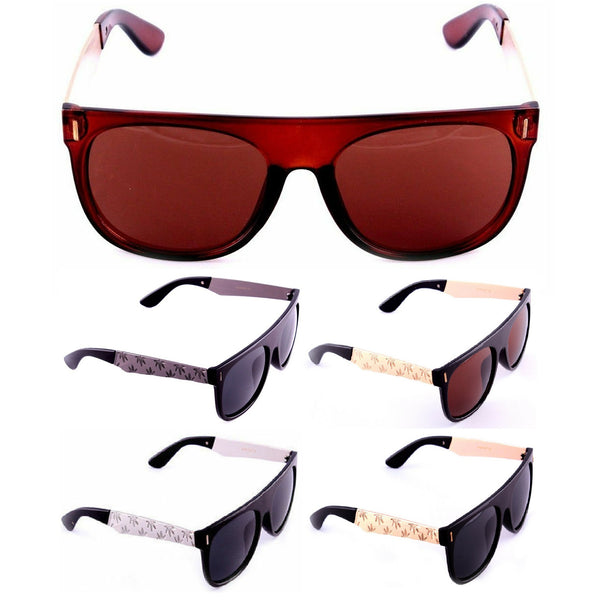 Square Marijuana Weed Leaf Print Retro Hip Hop Sunglasses