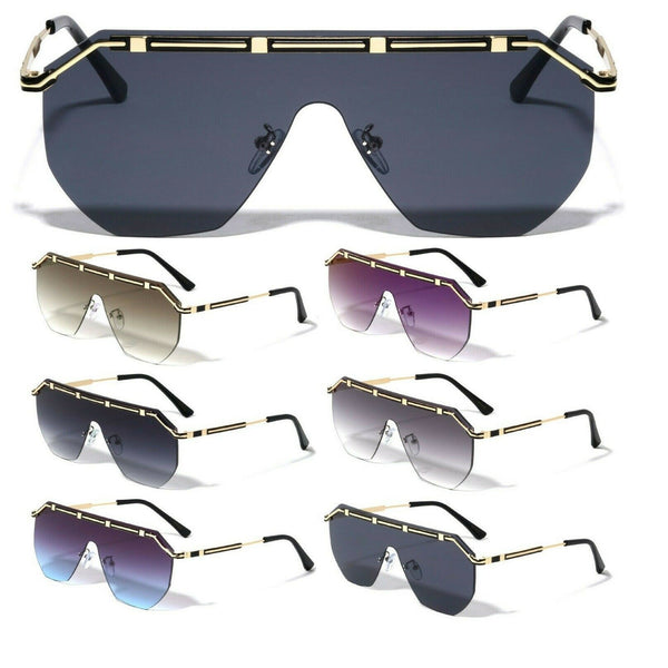 Luxury Rimless One Piece Shield Lens Aviator Sunglasses