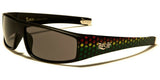 Locs Slim Rectangular Rasta Marijuana Weed Leaf Wrap Around Sunglasses