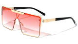 Oversized Square One Piece Shield Lens Luxury Aviator Sunglasses