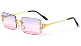 Prestige Slim Rimless Rectangular Luxury Aviator Sunglasses