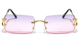 Prestige Slim Rimless Rectangular Luxury Aviator Sunglasses