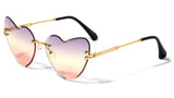 Women's Heart Shaped Rimless Luxury Sunglasses