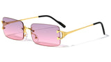 Prestige Slim Rimless Rectangular Luxury Aviator Sunglasses