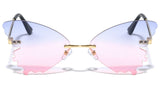 Rimless Butterfly Wings Shaped Lenses Retro Luxury Sunglasses