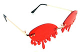 Rimless Oval Blood Drip Splatter Shaped Luxury Sunglasses