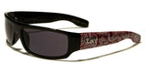 Locs Paisley Bandana Print Slim Rectangular Retro Wrap Around Sunglasses