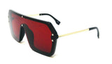 Techno Flat Top One Piece Lens Retro Shield Aviator Sunglasses