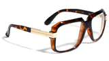 Gazelle Emcee Square Oversized Hip Hop Luxury Aviator Sunglasses w/ Clear Lenses