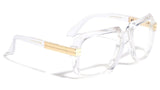 Gazelle Emcee Square Oversized Hip Hop Luxury Aviator Sunglasses w/ Clear Lenses