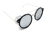 Round Circle Steampunk Aviator Sunglasses w/Mesh Side Shield Wind Guard