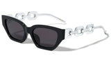 Womens Slim Cat Eye Gold Cuban Link Retro Sunglasses