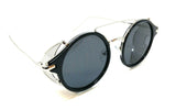 Round Circle Steampunk Aviator Sunglasses w/Mesh Side Shield Wind Guard