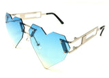 Laser Cut Rimless Heart Shaped Aviator Sunglasses
