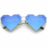 Laser Cut Rimless Heart Shaped Aviator Sunglasses
