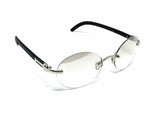 Maestro Rimless Oval Metal & Faux Wood / Marble Frame Sunglasses