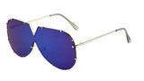 Rimless Oversized One Piece Shield Luxury Aviator Sunglasses