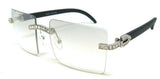 Dasher XL Rimless Square Rhinestone Metal & Faux Wood Luxury Sunglasses