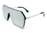 Techno Flat Top One Piece Lens Retro Shield Aviator Sunglasses