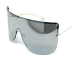 Flat Top XXL Large Oversized Semi Rimless Wrap Around Shield Sunglasses