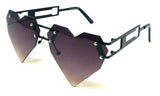 Laser Cut Rimless Heart Shaped Aviator Sunglasses