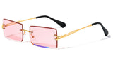 Pristine Slim Rimless Rectangular Luxury Aviator Sunglasses