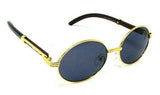 Philosopher Luxury Oval Metal & Faux Wood Sunglasses