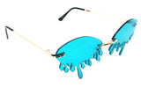 Rimless Oval Blood Drip Splatter Shaped Luxury Sunglasses