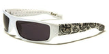 Locs Paisley Bandana Print Slim Rectangular Retro Wrap Around Sunglasses