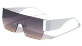 Oversized Rimless Flat Top One Piece Lens Luxury Shield Aviator Sunglasses