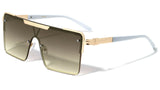 Oversized Square One Piece Shield Lens Luxury Aviator Sunglasses