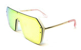Techno Flat Top One Piece Lens Retro Shield Aviator Sunglasses