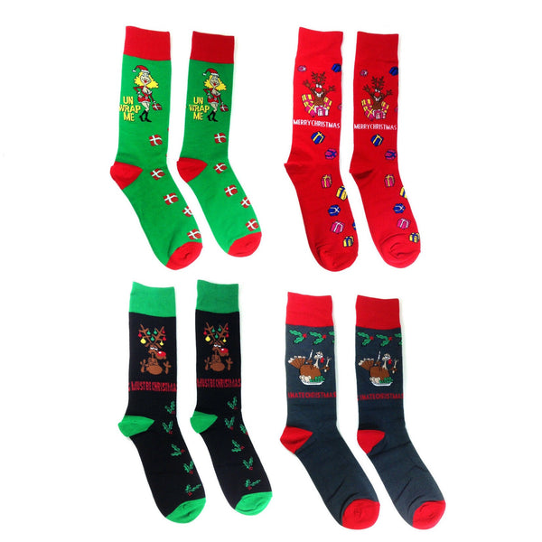 Novelty Fine Fit Crew Socks - Mix Holiday Prints