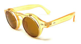 Cool Flip Up Round Clear Circle Lens Retro Steampunk Luxury Sunglasses